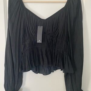 Lulu's Elegant Black Blouse